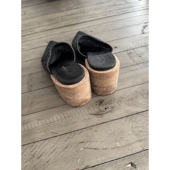 MARSELL Black Leather Weaved Woven Mule Slide Block Heel Sandals Size 37.5 - Picture 4 of 6